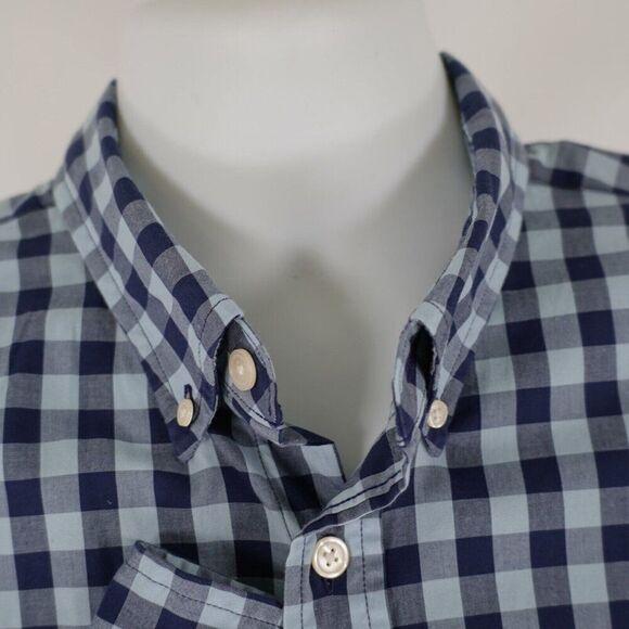 Abercrombie & Fitch Blue Plaid Pocket Front Collared Cotton Button Down Large - Picture 3 of 10